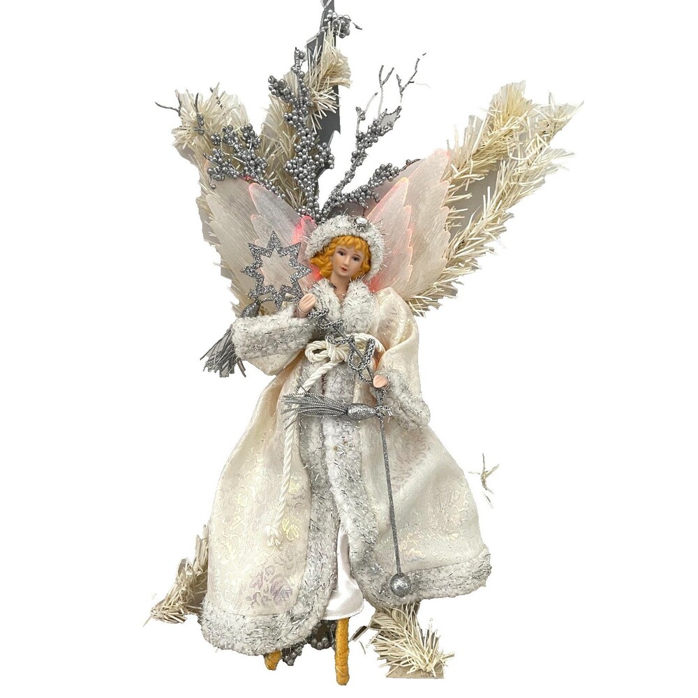 Avon Fiber Optic Angel Door Hanger Wireless Light Up Porcelain Christmas Silver